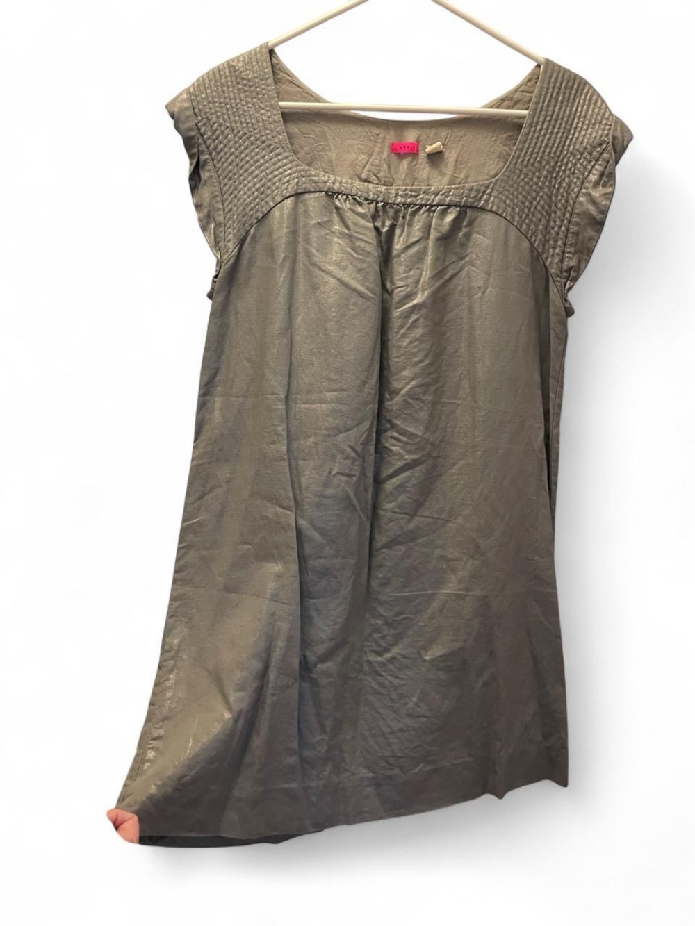 Lux Y2K cap sleeve gray/silver linen cotton blend dress - size M